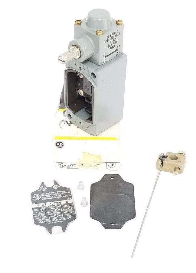 NIB ALLEN BRADLEY 802T-AL2W5 LIMIT SWITCH SER. D, 600VAC, 802TAL2W5