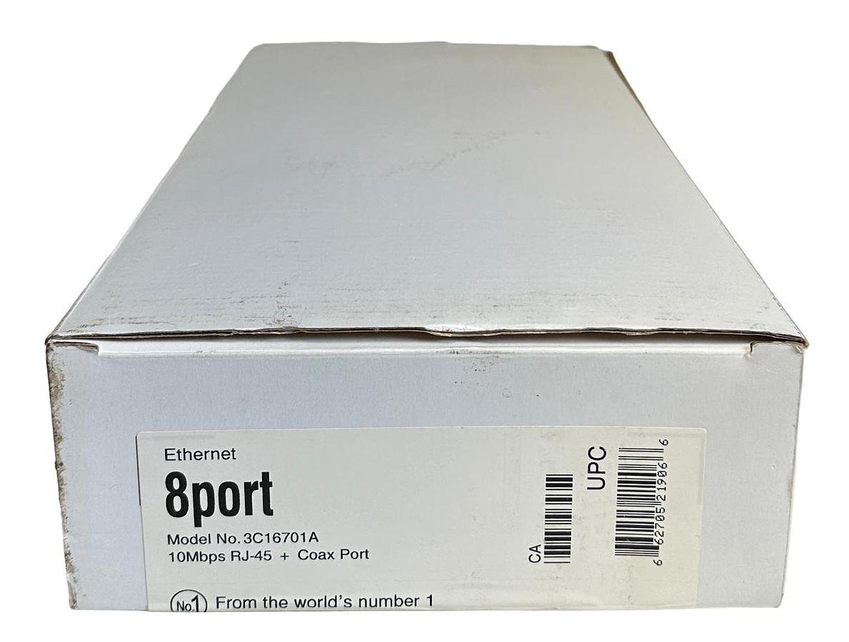 Used NEW 3COM 3C16701A / 8PORT 10Mpbs RJ-45 + COAX PORT EtherNet HUB 8-PORT NSMP