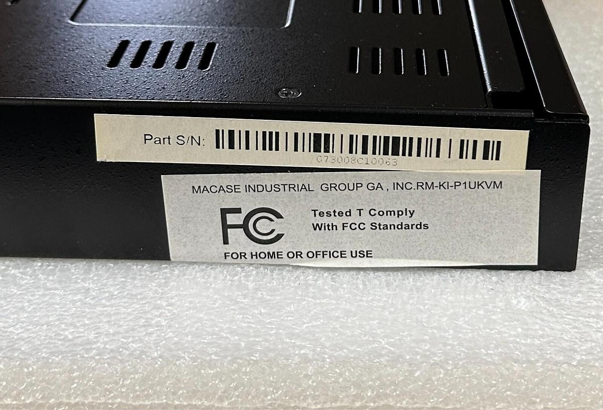 Used MACASE INDUSTRIAL GROUP RM-KI-P1UKVM / RM-KI-P1UKMV RACK MOUNT MONITOR 15'' NSMP