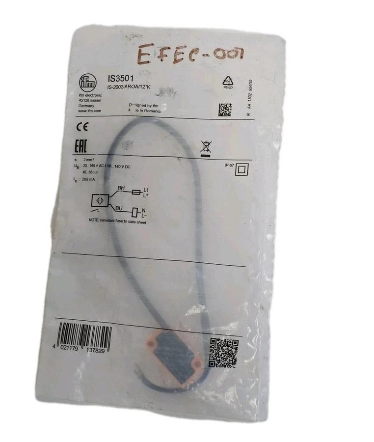 Used NEW IFM IS-2002-AROA/12"K INDUCTIVE SENSOR IS3501 2MM SENSING RANGE
