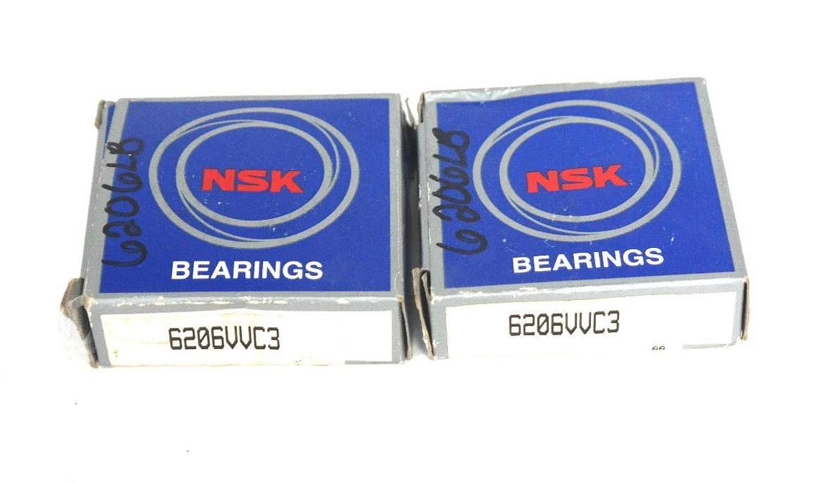 Used LOT OF 2 NEW NSK 6206VVC3 SINGLE ROW BALL BEARINGS