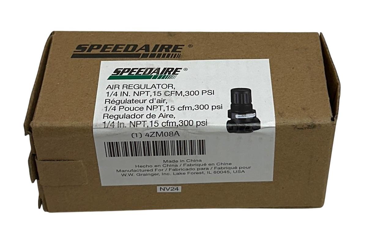 Used 5 SPEEDAIRE 4ZM08A COMPRESSED AIR REGULATORS 1/4'' NPT 15CFM 300PSI OEM NSMP