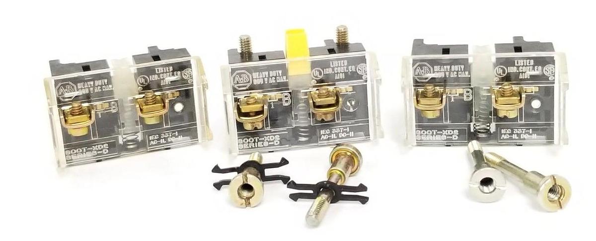 Used LOT OF 3 ALLEN BRADLEY 800T-XD2 CONTACT BLOCKS 800TXD2, SER. D