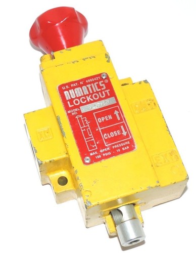 Used NUMATICS VL30N03Y VALVE LOCKOUT YELLOW 3/8" NPT 150 PSI