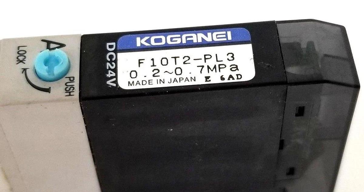 Used KOGANEI F10T2-PL3 SOLENOID VALVE 24VDC, 0.2~0.7MPA, F10T2PL3DC24V