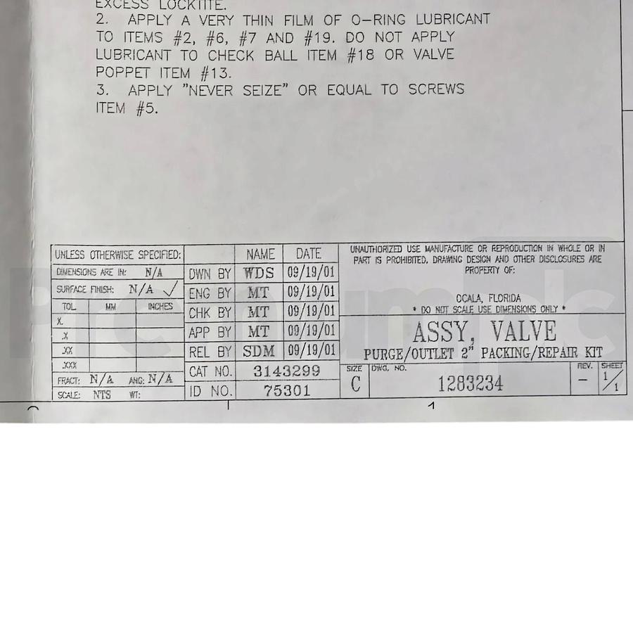 Used D.L. Thurrott / Quincy Compressor 1283234 Purge/Outlet 2" Valve Repair Kit NEW