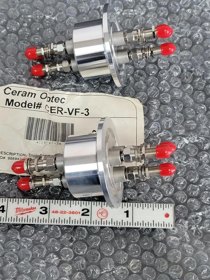 Used LOT OF 2 NEW CERAM OPTEC CER-VF-3 TRIPLE FEEDTHROUGH CERVF3