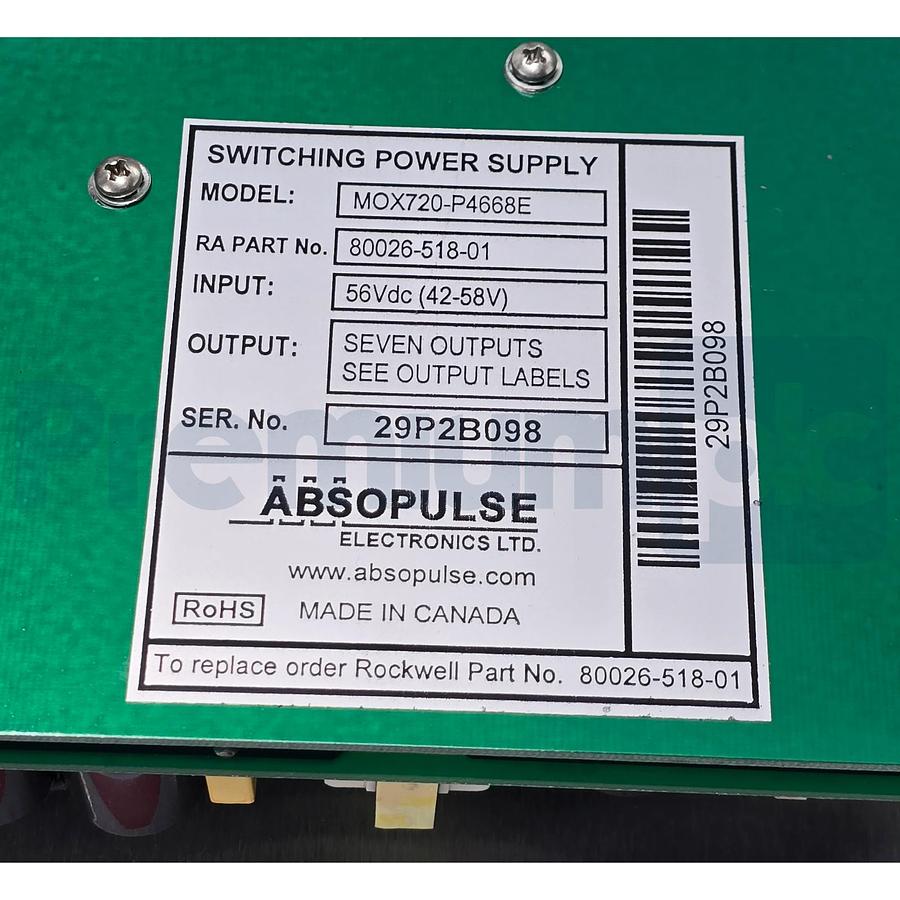 Used Allen Bradley Absopulse 80026-518-01-R | MOX720-P4668E DC/DC Power Supply NSMP