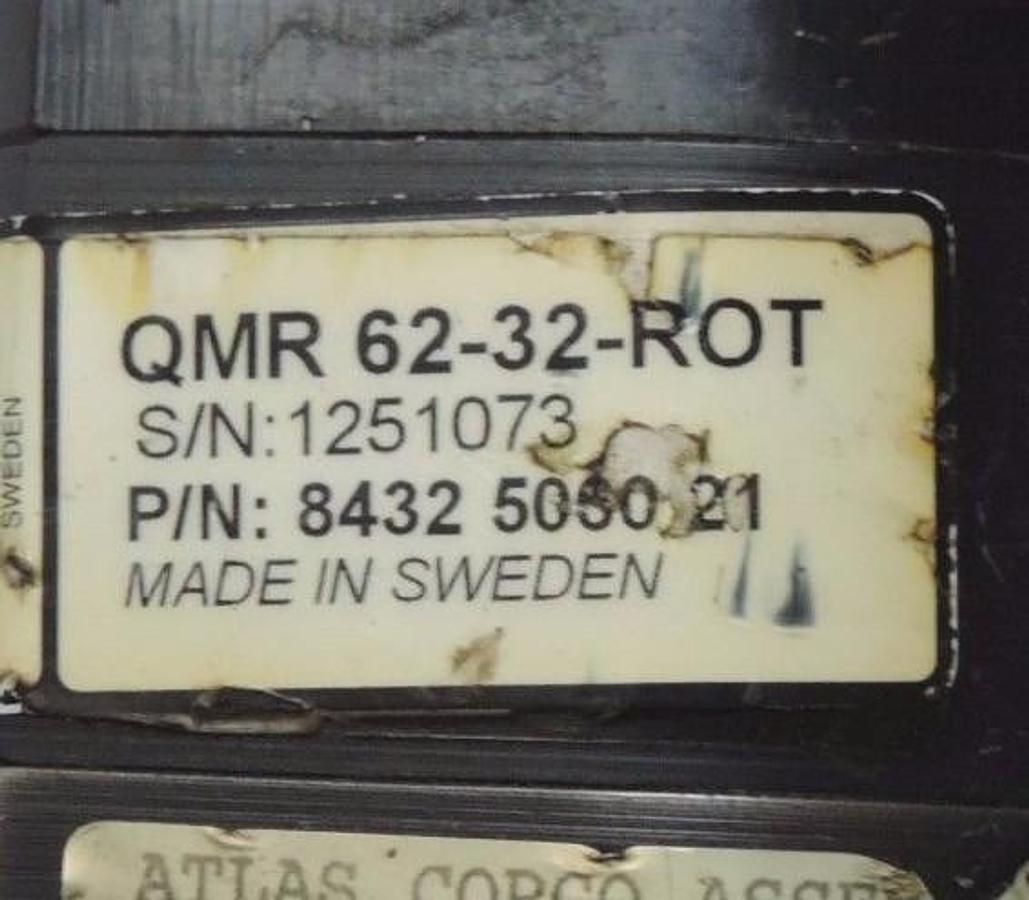 Used ATLAS COPCO QRT-62-200-O NUT RUNNER W/ BSM-28120A-R2.5 SERVO & QMR-62-32-ROT