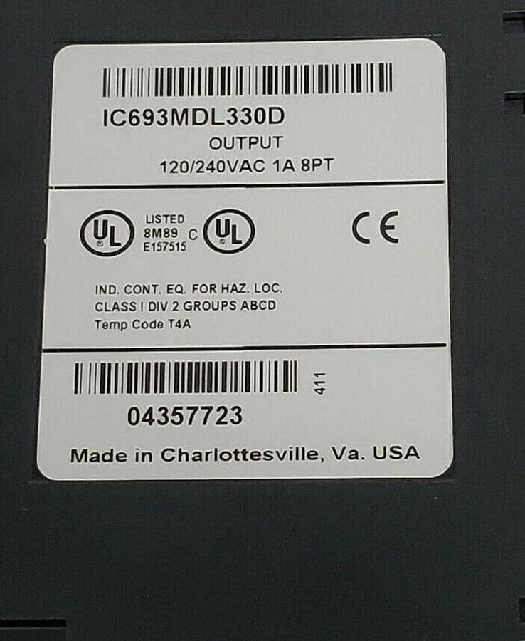 Used GE FANUC IC693MDL330D OUTPUT MODULE 120/240VAC,1A, 8 PT, IC693MDL330
