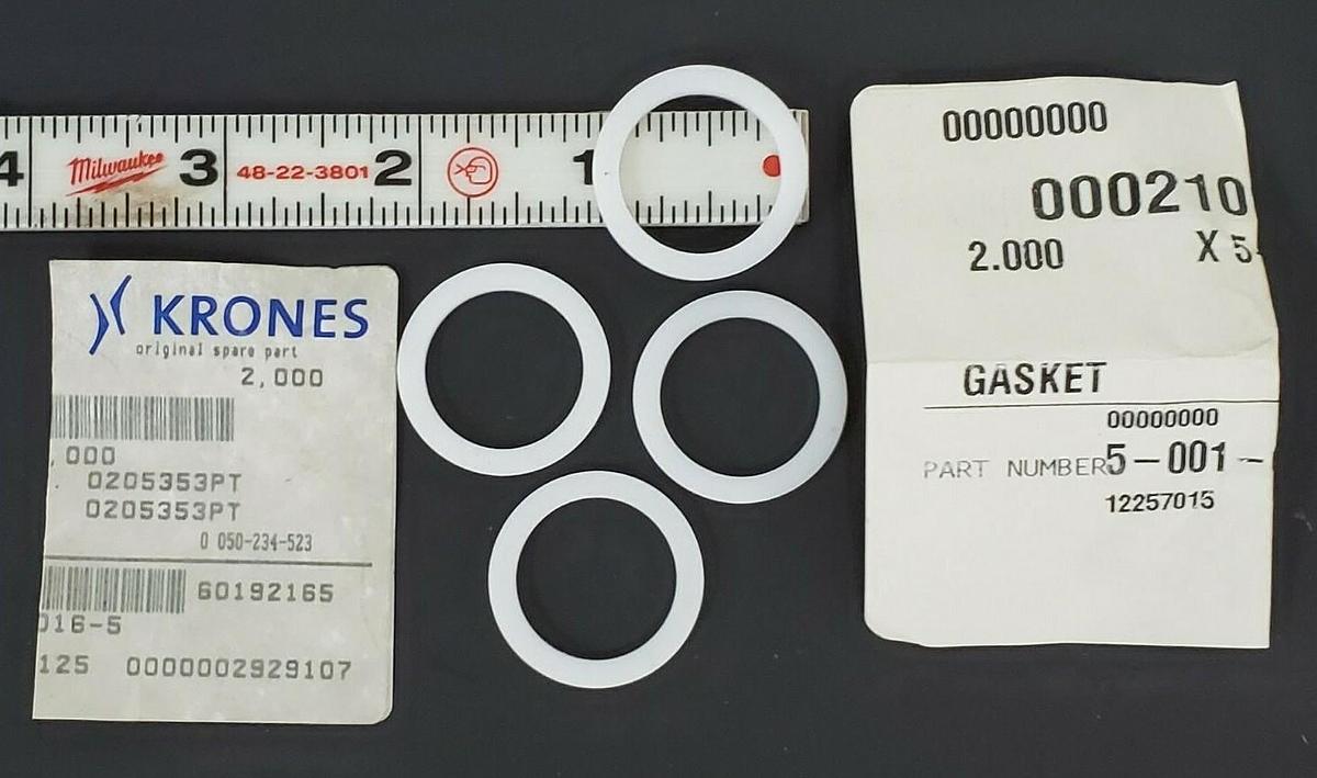 Used LOT OF 4 NEW KRONES 5-001-69-016-5 GASKETS 5001690165