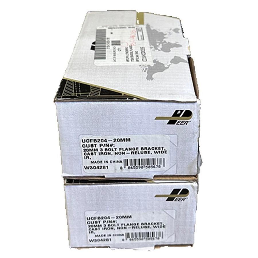 2 NEW PEER UCFB204-20MM / UCFB20420MM 3-BOLT FLANGE BEARING 20mm