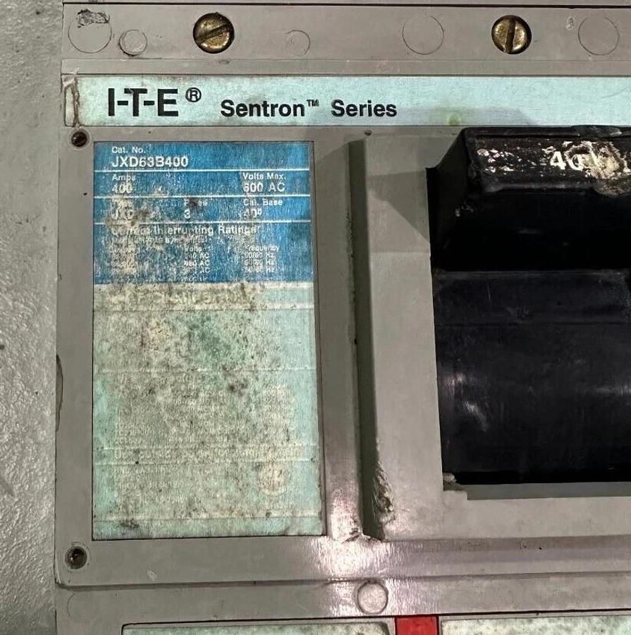 Used SIEMENS ITE JXD63B400 SENTRON SERIES CIRCUIT BREAKER 400A 600VAC 3P W/ 400A TRIP