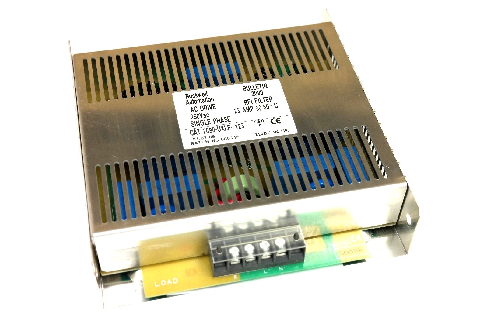 Used ROCKWELL AUTOMATION 2090-UXLF-123 SER A RFI FILTER 250VAC 23AMP@50°C 2090UXLF123