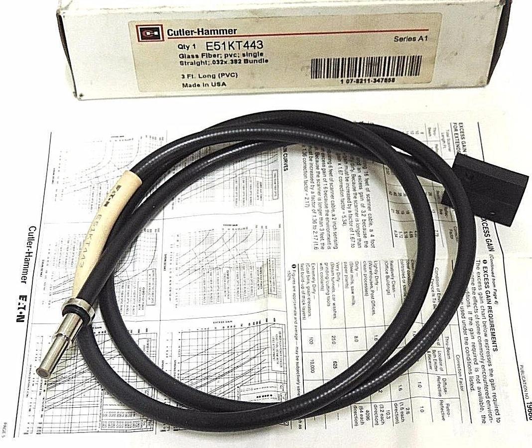 Used NIB EATON CUTLER-HAMMER E51KT443 PHOTOELECTRIC CABLE 3 FT. LONG (PVC) SER. A1