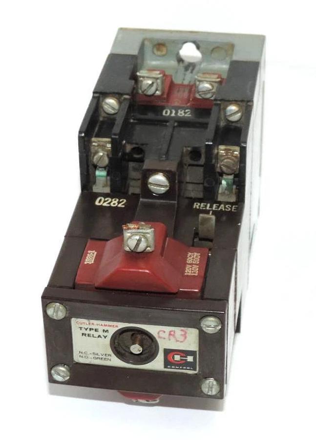 Used CUTLER-HAMMER D23MR402 TYPE M LATCHED RELAY SERIES A2 W/ 1886-1 & 9-1989-1 COILS
