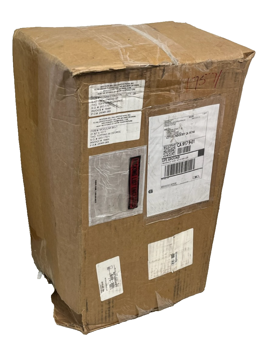 Western Belting Innovations Modular Belt 21.82" W x 10ft L | 90° Topping, NSMP