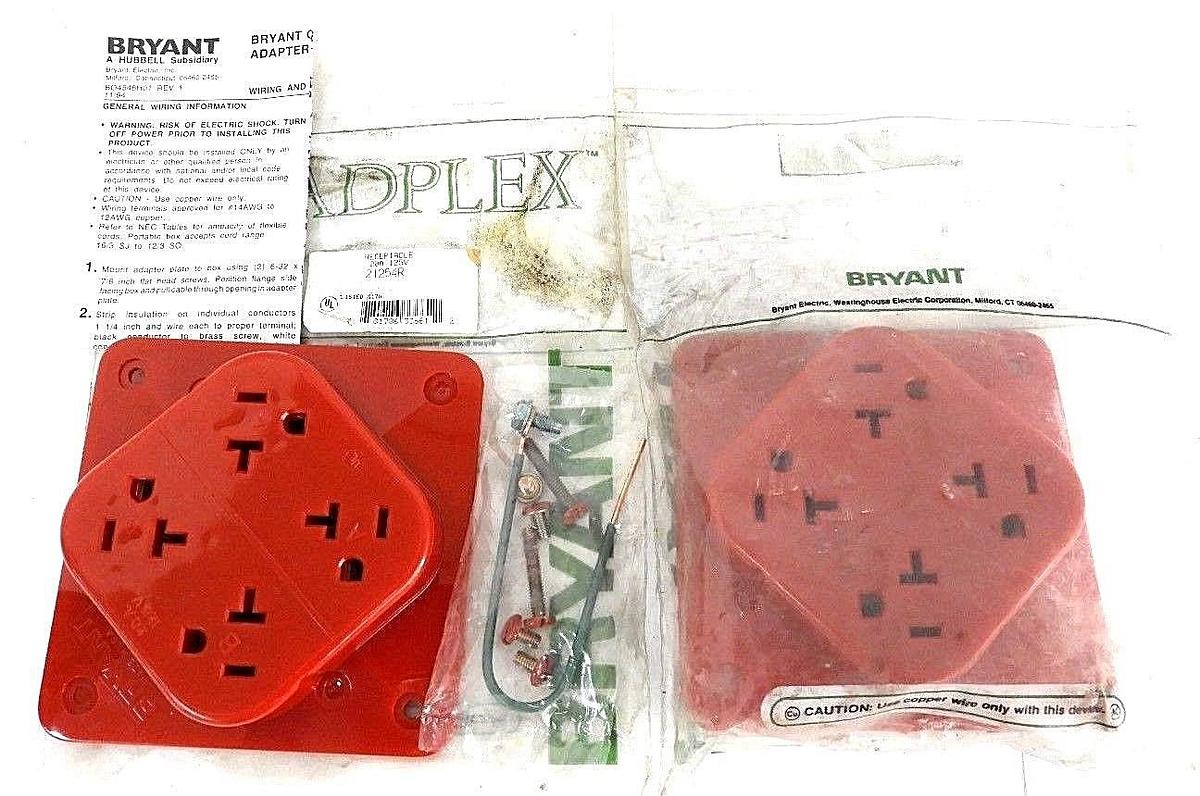 Used LOT OF 2 NEW BRYANT 21254R RECEPTACLES 20A, 125V