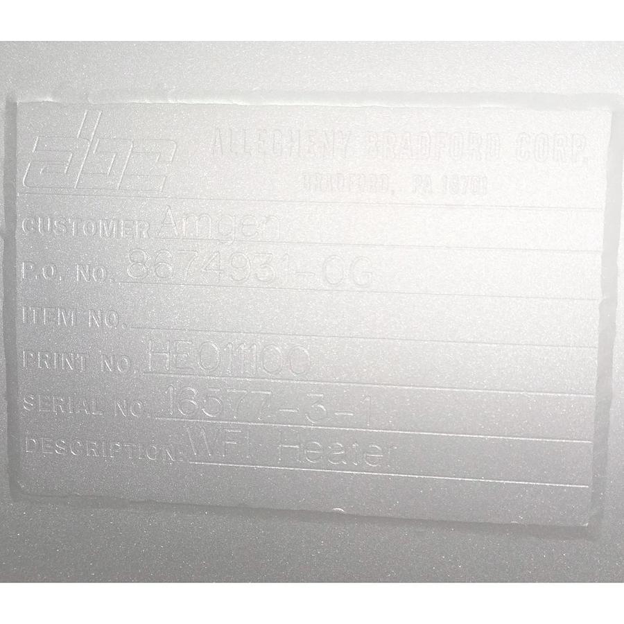 Allegheny Bradford HE01100 WF1 Heater SS Sanitary Shell & Tube Heat Exchanger