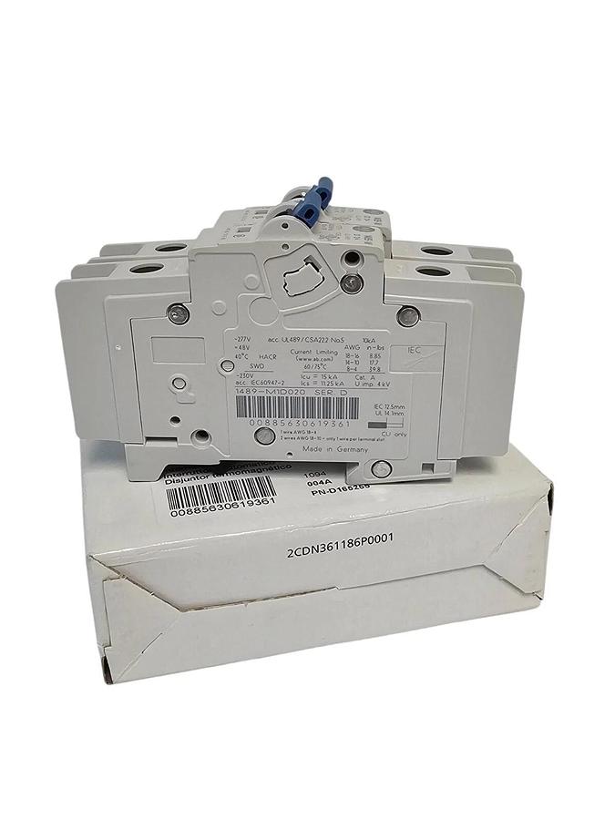 Used NIB ALLEN BRADLEY 1489-M1D020 CIRCUIT BREAKER SER. D (BOX OF 2)