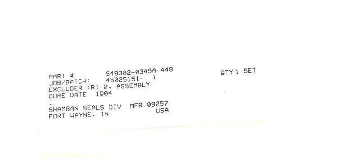 Used NEW SHAMBAN SEALS S48302-0349A-448 SEAL KIT S483020349A448