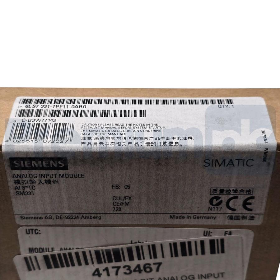 Siemens 6ES7331-7PF11-0AB0 SIMATIC S7-300 Analog Input SM331 8AI Thermocouples