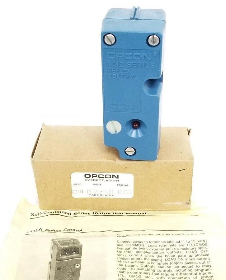 Used NIB OPCON 1412A-6501 PHOTOELECTRIC SENSOR 102355 REFLEX CONTROL 1412 SERIES