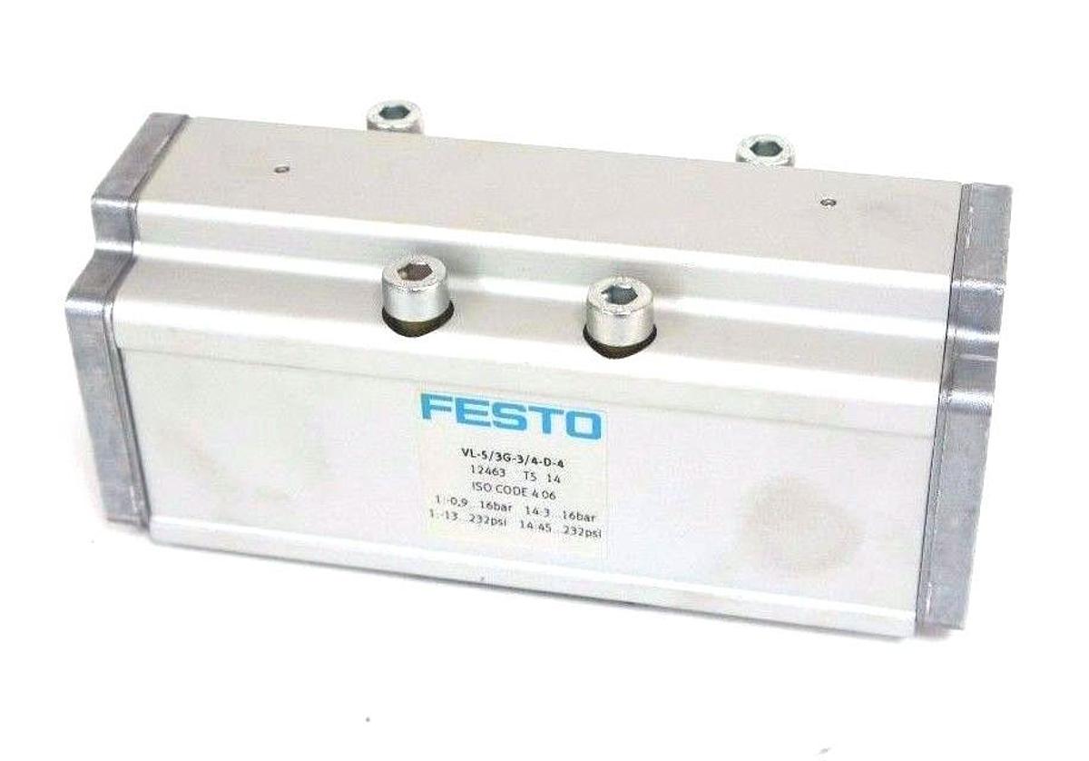 Used NIB FESTO 12463 PNEUMATIC VALVE VL-5/3G-3/4-D-4