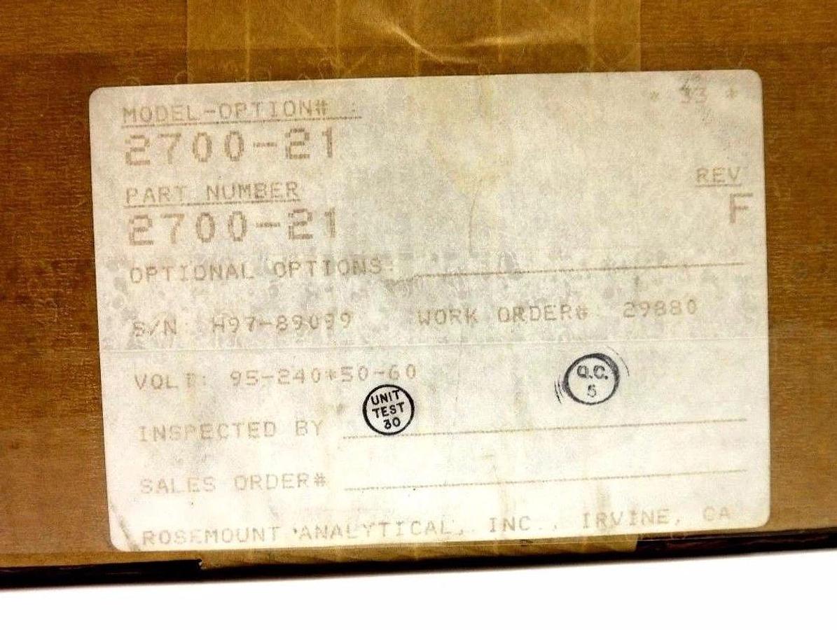 NIB ROSEMOUNT ANALYTICAL 2700-21 REV. F SOLU CUBE MICROPROCESSOR ANALYZER 270021