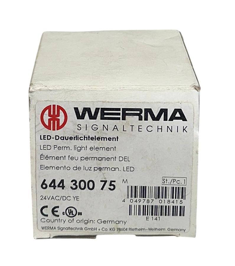 Used WERMA 644 300 75 / 64430075 LED PERMANENT STACK LIGHT YELLOW 240V AC/DC 7W NSMP