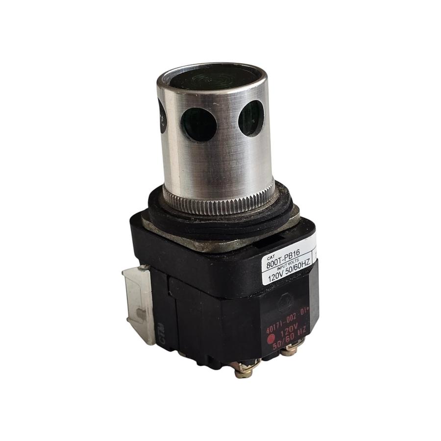 Used ALLEN BRADLEY 800T-PB16 /T 30mm PUSH BUTTON 120V w/GUARD AND GREEN LENS NSNP