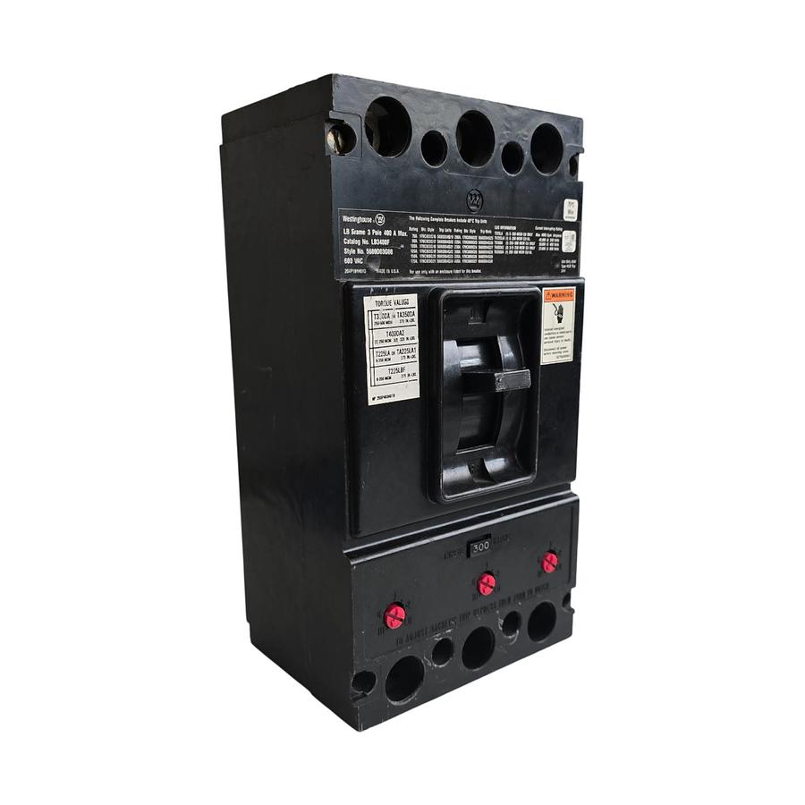 Used EATON WESTINGHOUSE LB3400F CIRCUIT BREAKER 3P 400A 5680D03G08 w/ 300A TRIP NSNP