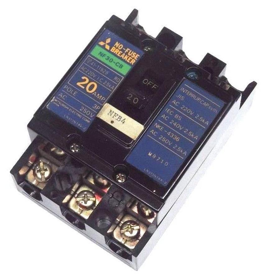 Used MITSUBISHI NF30-CB 20AMP CIRCUIT BREAKER NF30CB 3P 250V
