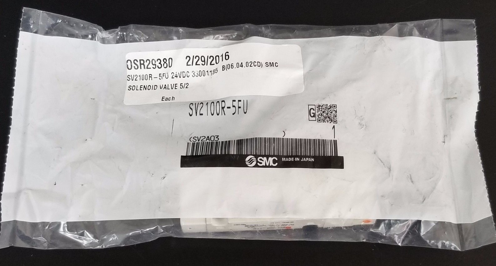 NEW SMC SV2100R-5FU SOLENOID VALVE SV2100R5FU, 24VDC