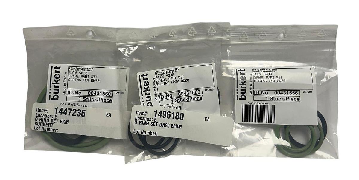 Used 3 BURKERT FLOW S030 SPARE PART KIT O-RING FKM/EPDM 431560 / 431556 / 431562 NSMP