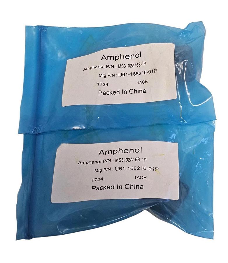 Used LOT OF 2 NEW AMPHENOL MS3102A16S-1P CIRCULAR CONNECTOR RECEPTACLES 7 POSITION