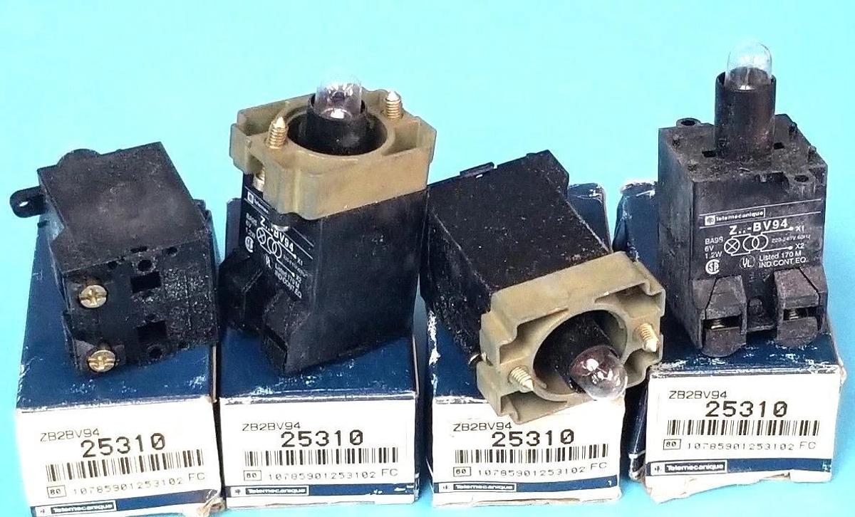 Used LOT OF 4 NIB TELEMECANIQUE ZB2BV94 PILOT LIGHT HEADS 25310