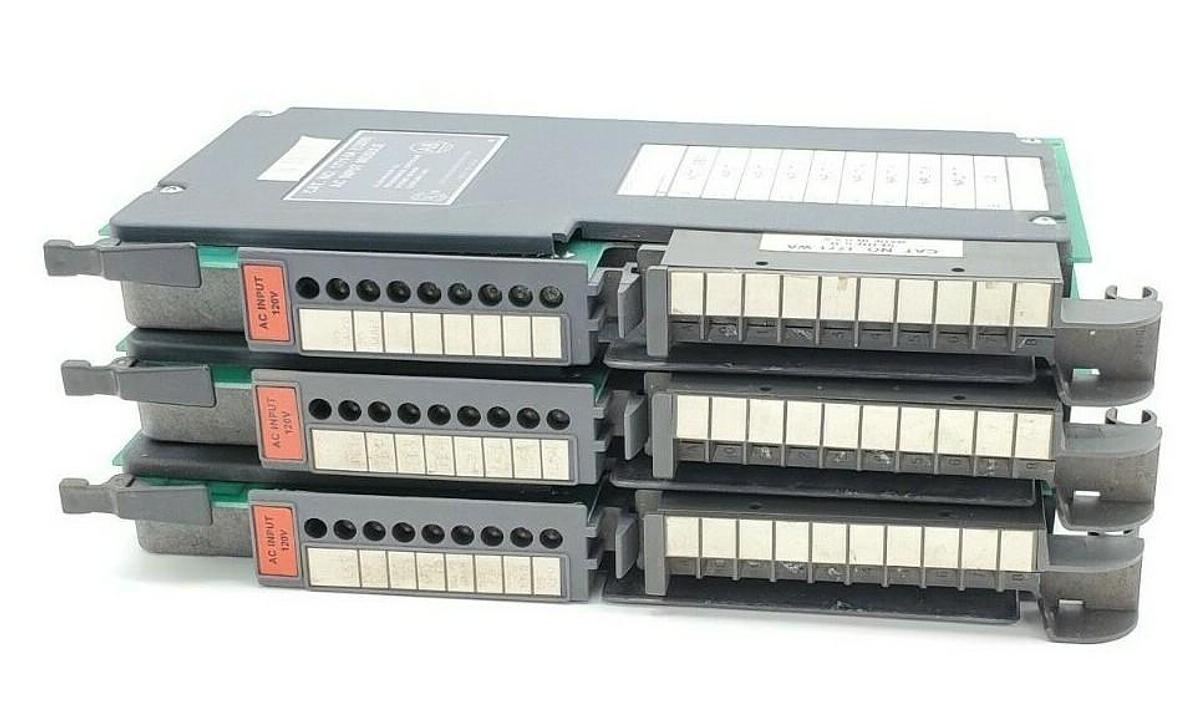 Used LOT OF 3 ALLEN BRADLEY 1771-IA (120V) AC INPUT MODULES W/ 1771-WA B WIRING ARMS