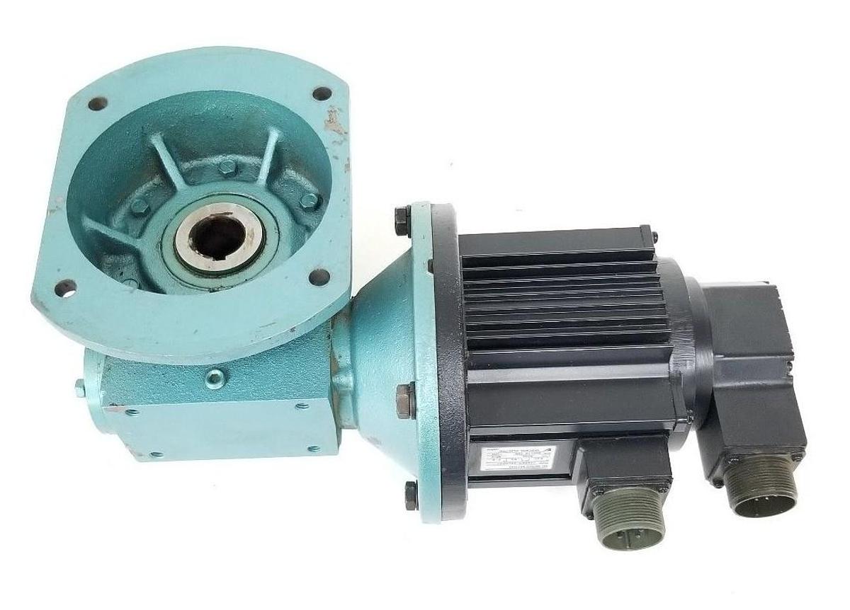 Used YASKAWA USAREM-05CHP21 SERVO MOTOR W/ UTOPI-150VA ENCODER, 3192-MF-2-058 REDUCER