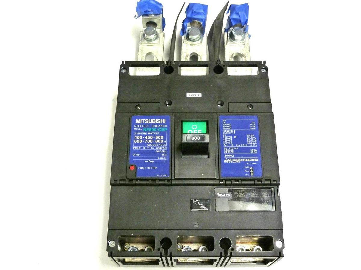 Used MITSUBISHI NF800-CEP MOLDED CASE CIRCUIT BREAKER NF800CEP