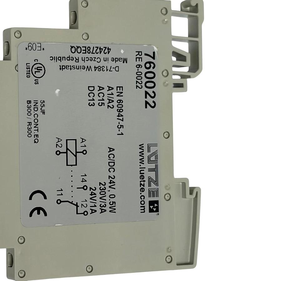 Lot of 3 Lutze 760022 RE 6-0022 Interface Relay Modules 24VAC/DC 230V 3A New