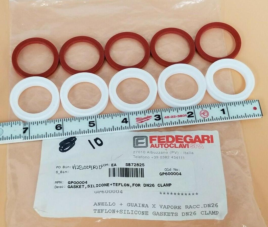 LOT OF 5 NEW IN BAG FEDEGARI GP00004 SILICONE + TEFLON GASKETS DN26 GP600004