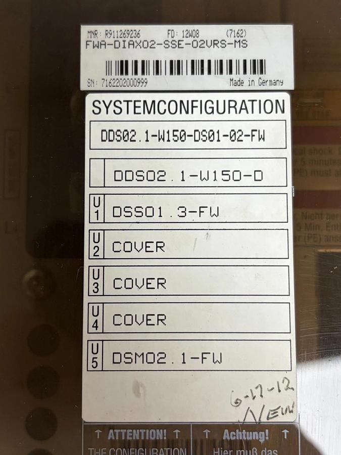 Used Rexroth Indramat DDS02.1-W150-DS01-02-FW Servo Drive FWA-DIAX02-SSE-02VRS-MS