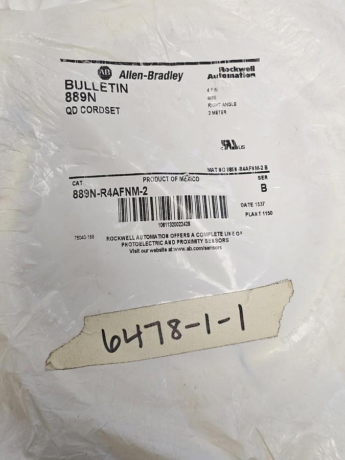 NEW ALLEN BRADLEY 889N-R4AFNM-2 QD CORDSET 4-PIN 2M 889NR4AFNM2 SER. B
