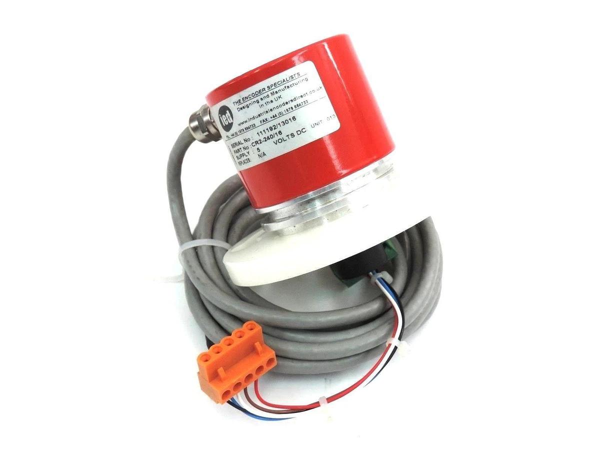 Used IED ENCODER CR2-240/16, SUPPLY: 5-30 VDC W/ MOUNTING FLANGE CR224016
