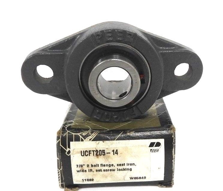 NIB PEER UCFT205-14 7/8'' 2-BOLT FLANGE, CAST IRON WIDE IR, SE SCREW LOCKING