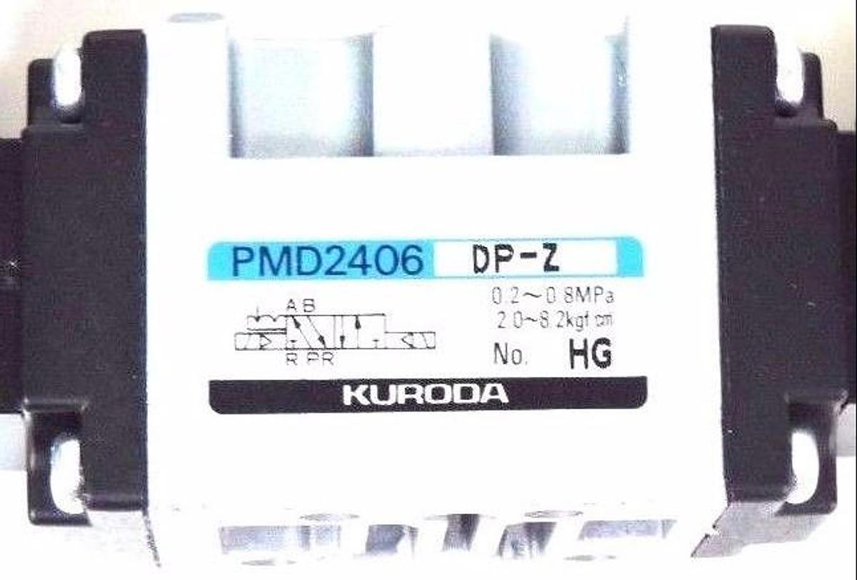 Used NIB KURODA PMD2406-NB-D24DP-Z SOLENOID VALVE HG, .2/.8MPA W/ AHR DC-24 COILS