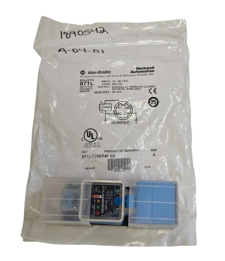 NEW ALLEN BRADLEY 871L-D20EP40-N4 PROXIMITY SWITCH 871LD20EP40N4 SERIES A