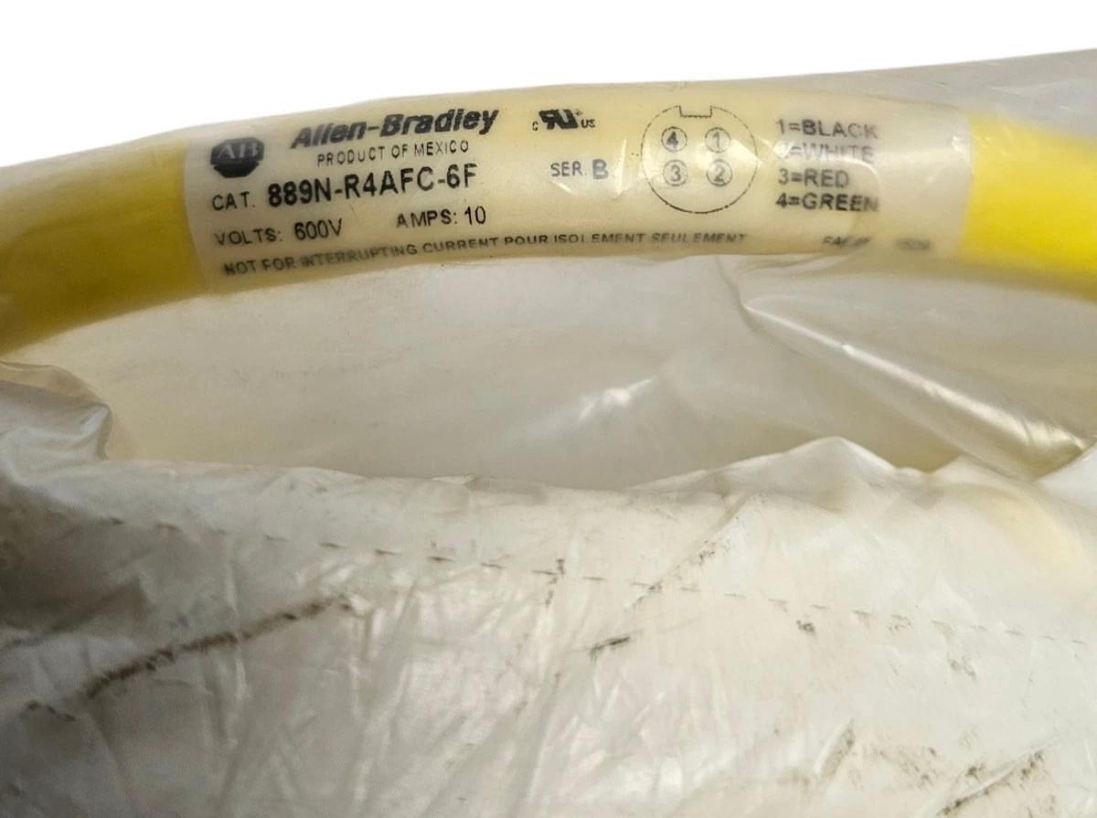 Used NEW ALLEN BRADLEY 889N-R4AFC-6F QD CORDSET 4-PIN MINI 6FT 889NR4AFC6F SER. B
