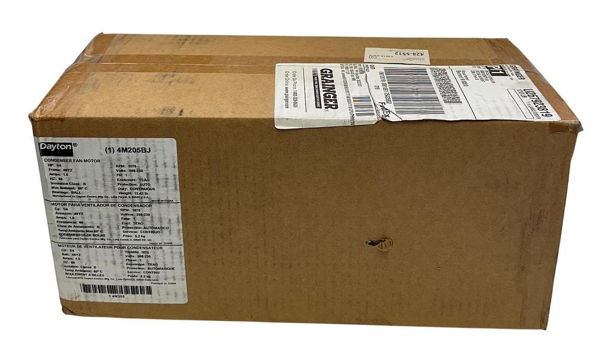 Used DAYTON 4M205BJ PERMANENT SPLIT CAPACITOR CONDENSER FAN MOTOR 1/4HP 208-230V NSFS
